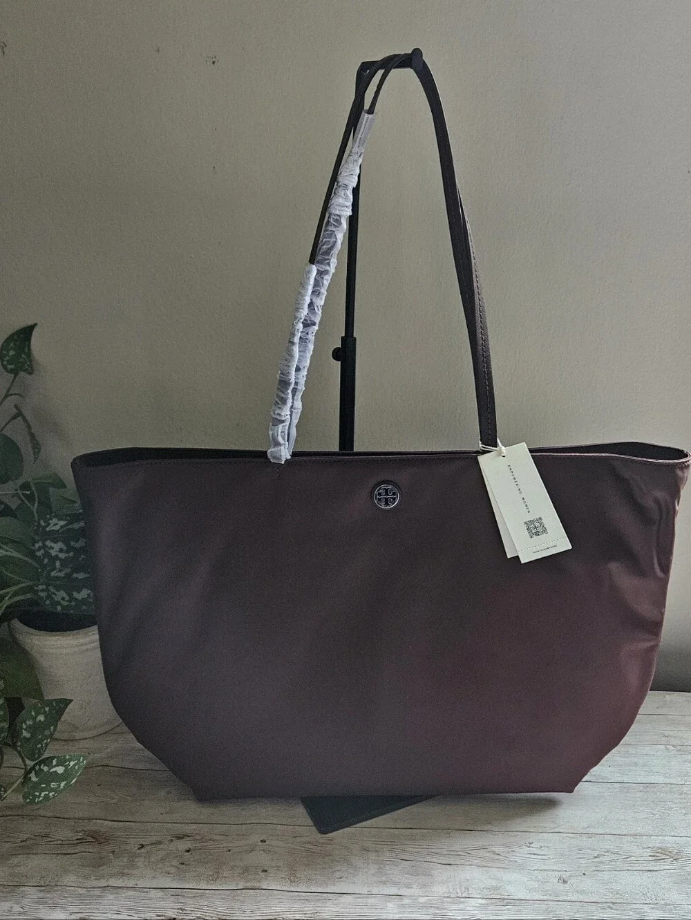 Tory Burch nwt Nylon Large Tote In Truffle Exterior Material: Smooth, durable re